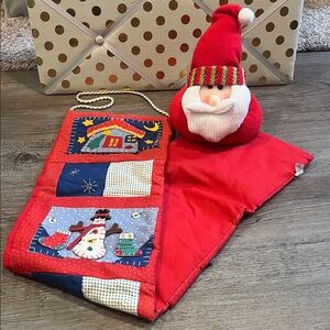 bundle Festive Santa Claus Plush Wreath and Christmas Card Holder